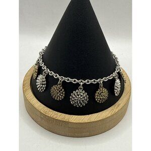 Silver Dangle Sunflower Charm Bracelet Floral Boho Cottagecore